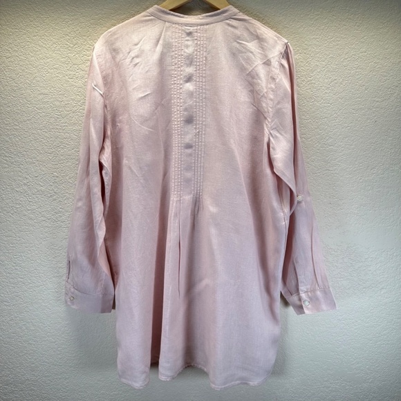 J Jill Love Linen Pintucked  Linen Tunic Top Coastal Minimalist Lagenlook Beach - Picture 2 of 13